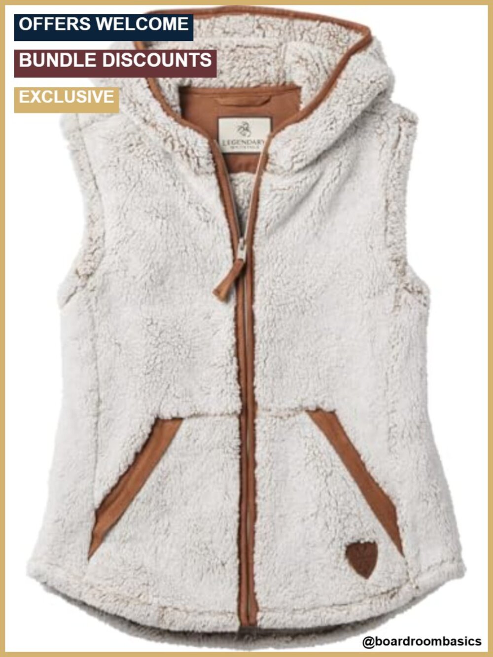 Fuzzy Fleece Vest Full Zip Slimming Side Panels
